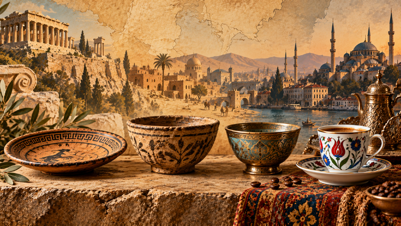 The history of the word fincan, from Ancient Greek and Persian vessels to the traditional Ottoman Turkish coffee cup